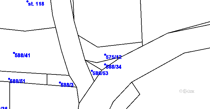 Parcela st. 575/12 v KÚ Jarov u Blovic, Katastrální mapa