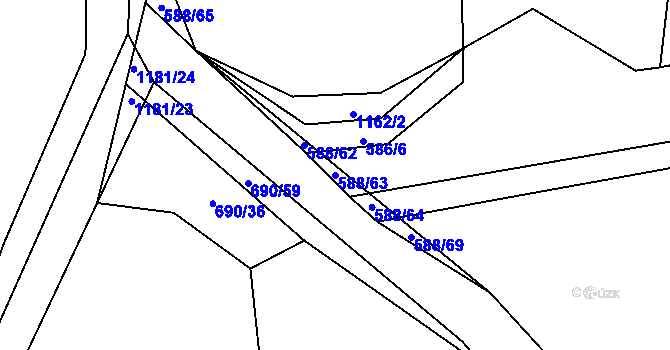 Parcela st. 588/63 v KÚ Jarov u Blovic, Katastrální mapa