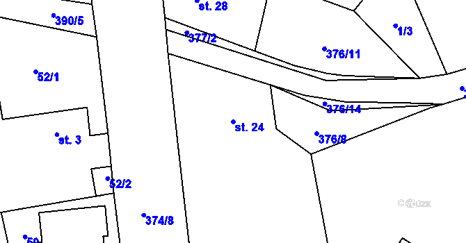 Parcela st. 24 v KÚ Zhůř, Katastrální mapa