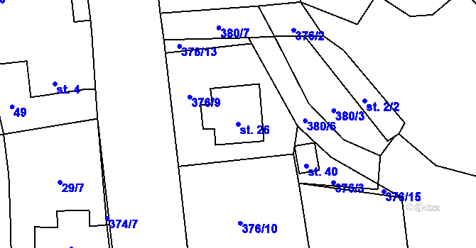 Parcela st. 26 v KÚ Zhůř, Katastrální mapa