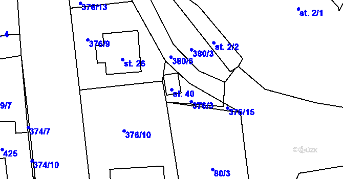 Parcela st. 40 v KÚ Zhůř, Katastrální mapa