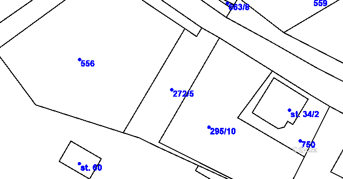 Parcela st. 272/5 v KÚ Zhůř, Katastrální mapa
