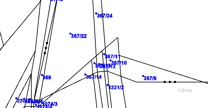 Parcela st. 367/11 v KÚ Zhůř, Katastrální mapa