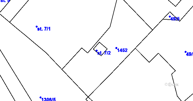 Parcela st. 7/2 v KÚ Jarov, Katastrální mapa