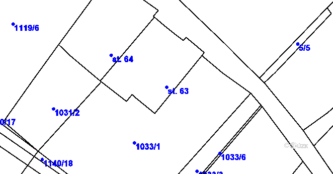Parcela st. 63 v KÚ Jarov, Katastrální mapa