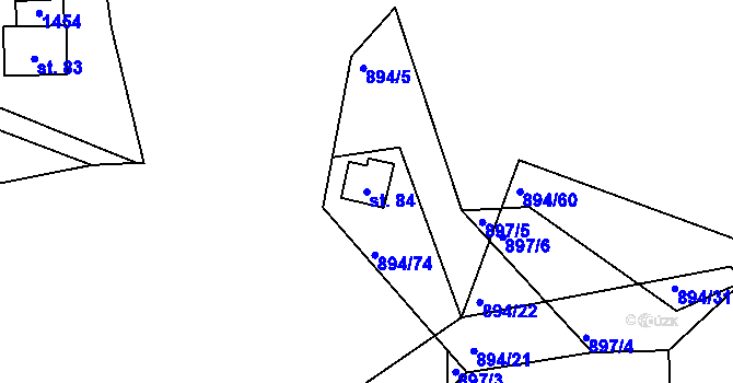 Parcela st. 84 v KÚ Jarov, Katastrální mapa
