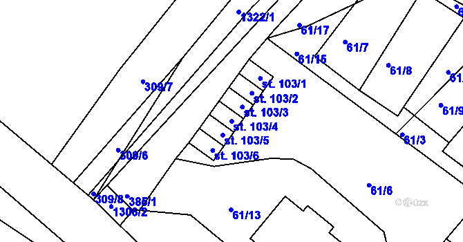 Parcela st. 103/4 v KÚ Jarov, Katastrální mapa