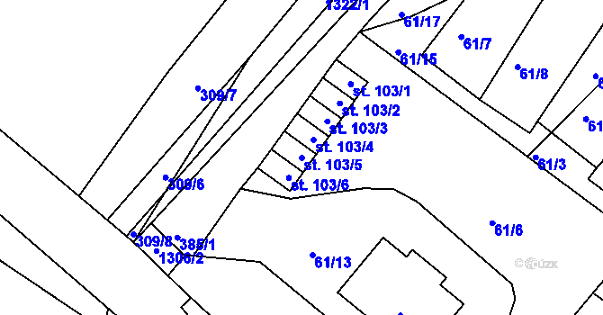 Parcela st. 103/5 v KÚ Jarov, Katastrální mapa