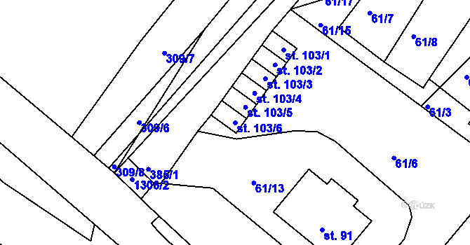 Parcela st. 103/6 v KÚ Jarov, Katastrální mapa