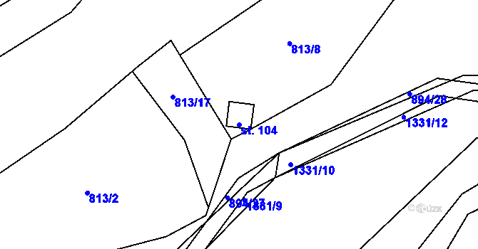Parcela st. 104 v KÚ Jarov, Katastrální mapa