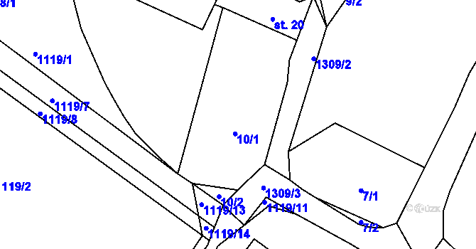 Parcela st. 10 v KÚ Jarov, Katastrální mapa