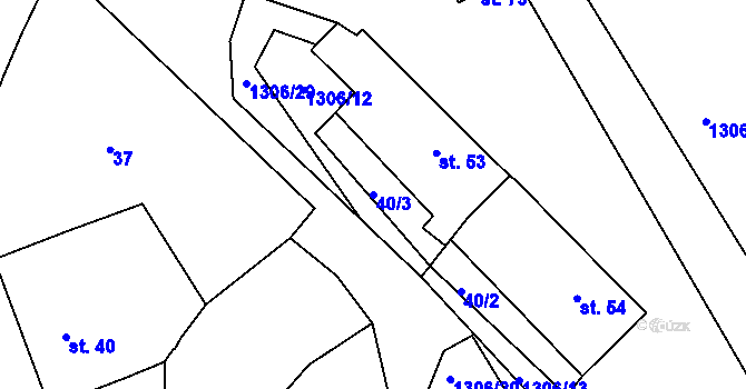 Parcela st. 40/3 v KÚ Jarov, Katastrální mapa