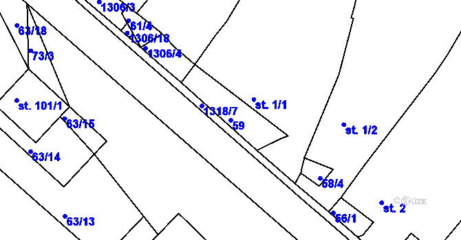 Parcela st. 59 v KÚ Jarov, Katastrální mapa