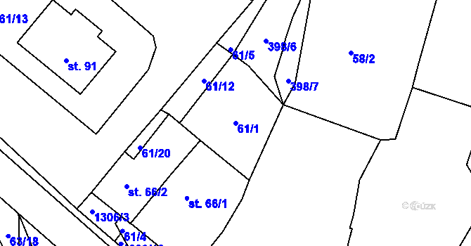 Parcela st. 61/1 v KÚ Jarov, Katastrální mapa