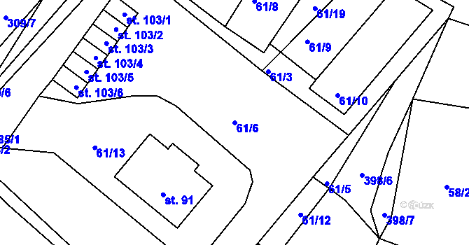 Parcela st. 61/6 v KÚ Jarov, Katastrální mapa