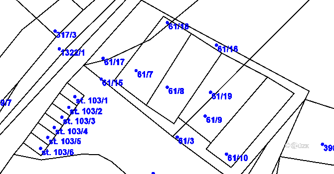 Parcela st. 61/8 v KÚ Jarov, Katastrální mapa