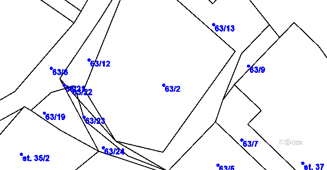 Parcela st. 63/2 v KÚ Jarov, Katastrální mapa