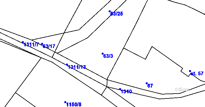Parcela st. 63/3 v KÚ Jarov, Katastrální mapa