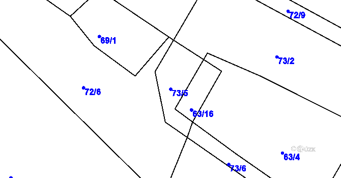 Parcela st. 73/5 v KÚ Jarov, Katastrální mapa