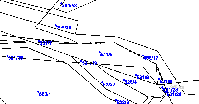 Parcela st. 531/5 v KÚ Jarov, Katastrální mapa