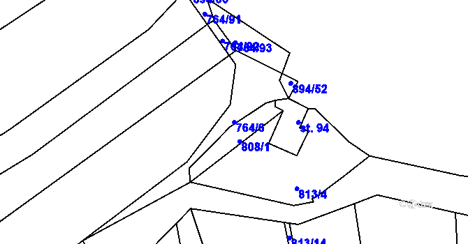 Parcela st. 764/6 v KÚ Jarov, Katastrální mapa