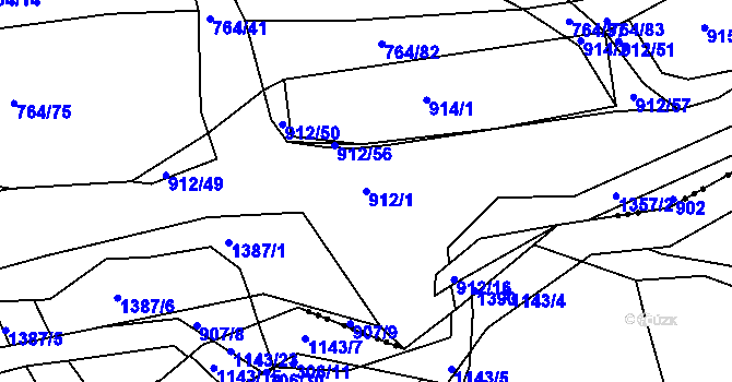 Parcela st. 912/1 v KÚ Jarov, Katastrální mapa