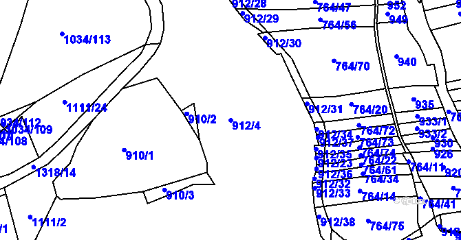 Parcela st. 912/4 v KÚ Jarov, Katastrální mapa