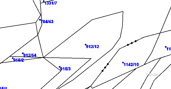 Parcela st. 912/12 v KÚ Jarov, Katastrální mapa