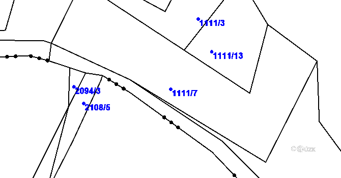 Parcela st. 1111/7 v KÚ Jarov, Katastrální mapa