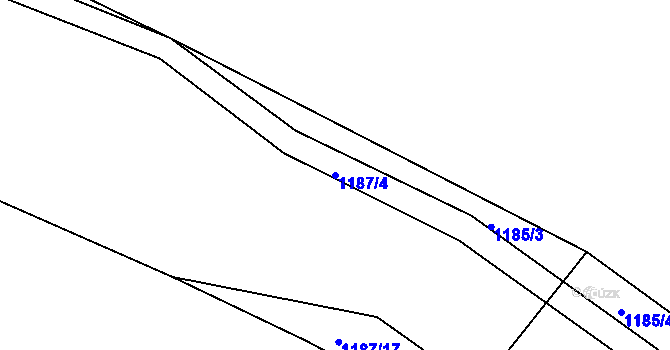 Parcela st. 1187/4 v KÚ Jarov, Katastrální mapa