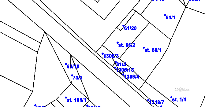 Parcela st. 1306/3 v KÚ Jarov, Katastrální mapa