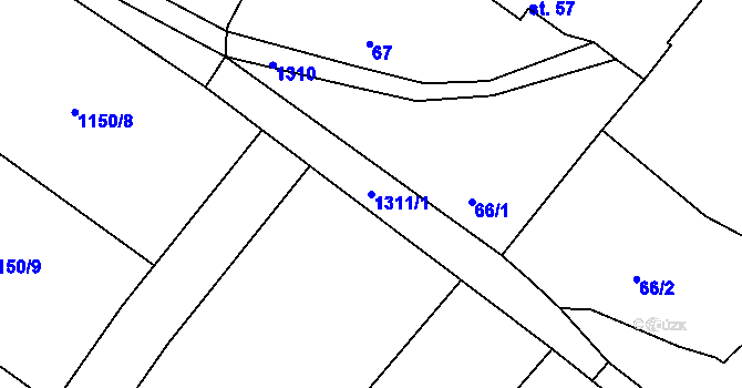Parcela st. 1311/1 v KÚ Jarov, Katastrální mapa
