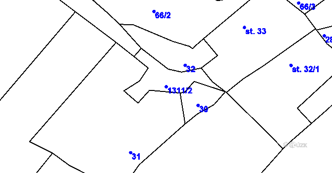 Parcela st. 1311/2 v KÚ Jarov, Katastrální mapa