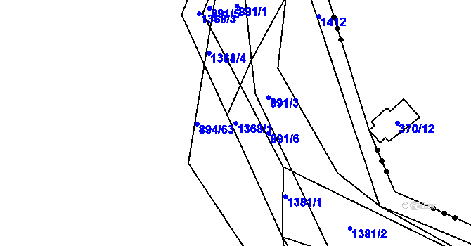 Parcela st. 1368/1 v KÚ Jarov, Katastrální mapa