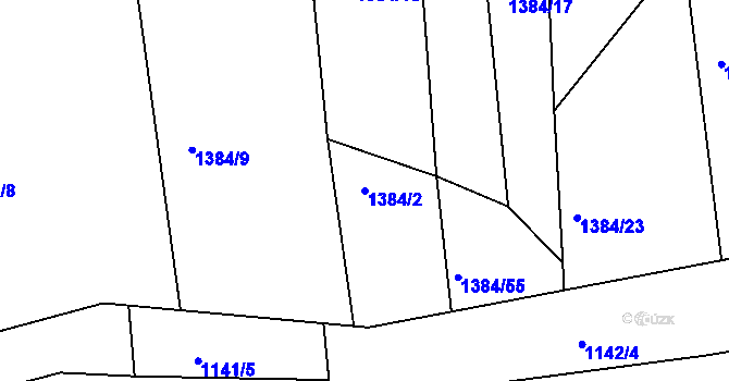 Parcela st. 1384/2 v KÚ Jarov, Katastrální mapa