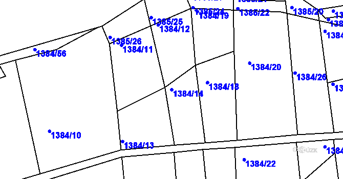 Parcela st. 1384/14 v KÚ Jarov, Katastrální mapa