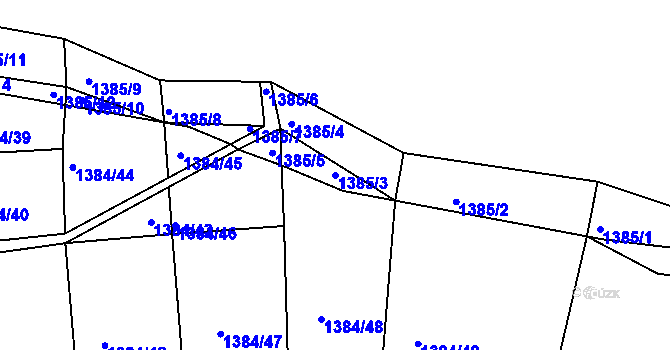 Parcela st. 1385/3 v KÚ Jarov, Katastrální mapa