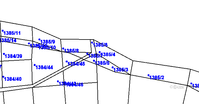 Parcela st. 1385/4 v KÚ Jarov, Katastrální mapa