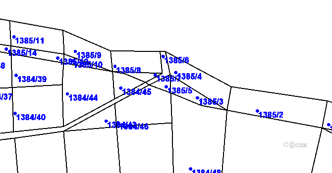Parcela st. 1385/5 v KÚ Jarov, Katastrální mapa