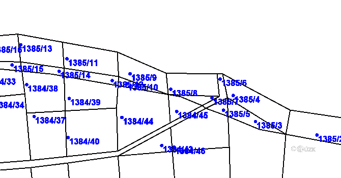 Parcela st. 1385/8 v KÚ Jarov, Katastrální mapa
