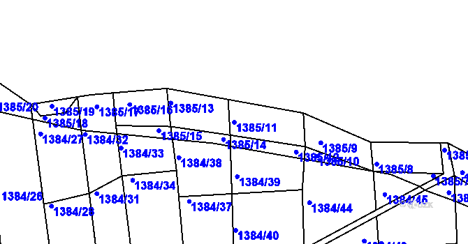 Parcela st. 1385/11 v KÚ Jarov, Katastrální mapa
