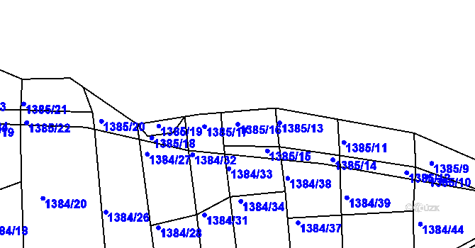 Parcela st. 1385/16 v KÚ Jarov, Katastrální mapa