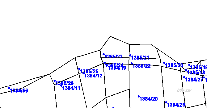 Parcela st. 1385/23 v KÚ Jarov, Katastrální mapa