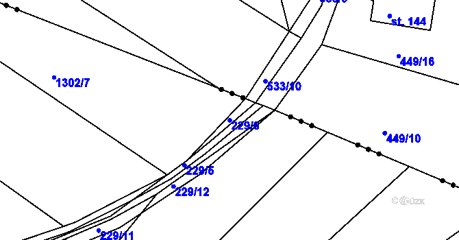 Parcela st. 229/6 v KÚ Jarov, Katastrální mapa
