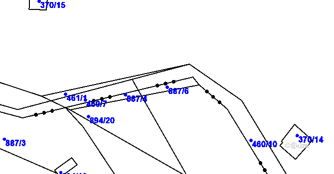 Parcela st. 887/6 v KÚ Jarov, Katastrální mapa