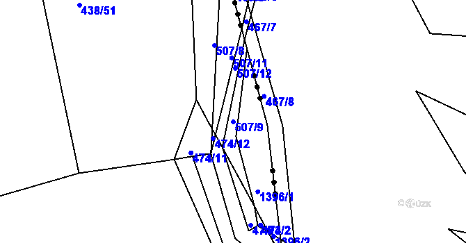 Parcela st. 507/9 v KÚ Jarov, Katastrální mapa