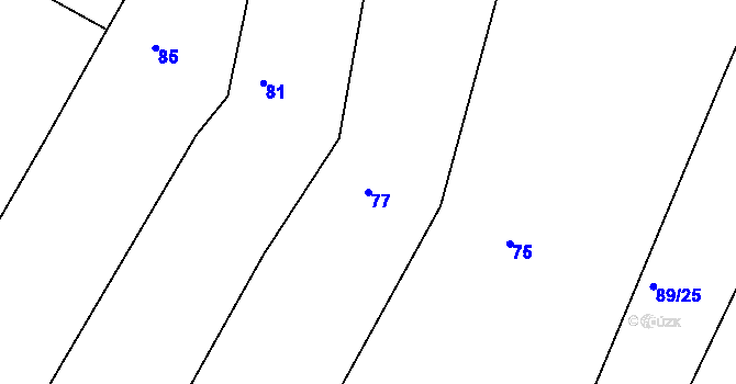 Parcela st. 77 v KÚ Jarov, Katastrální mapa