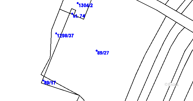 Parcela st. 89/27 v KÚ Jarov, Katastrální mapa