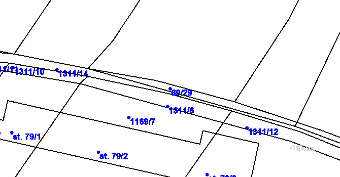 Parcela st. 89/29 v KÚ Jarov, Katastrální mapa