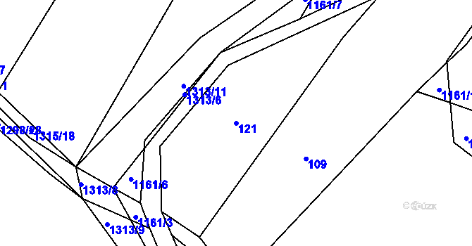 Parcela st. 121 v KÚ Jarov, Katastrální mapa